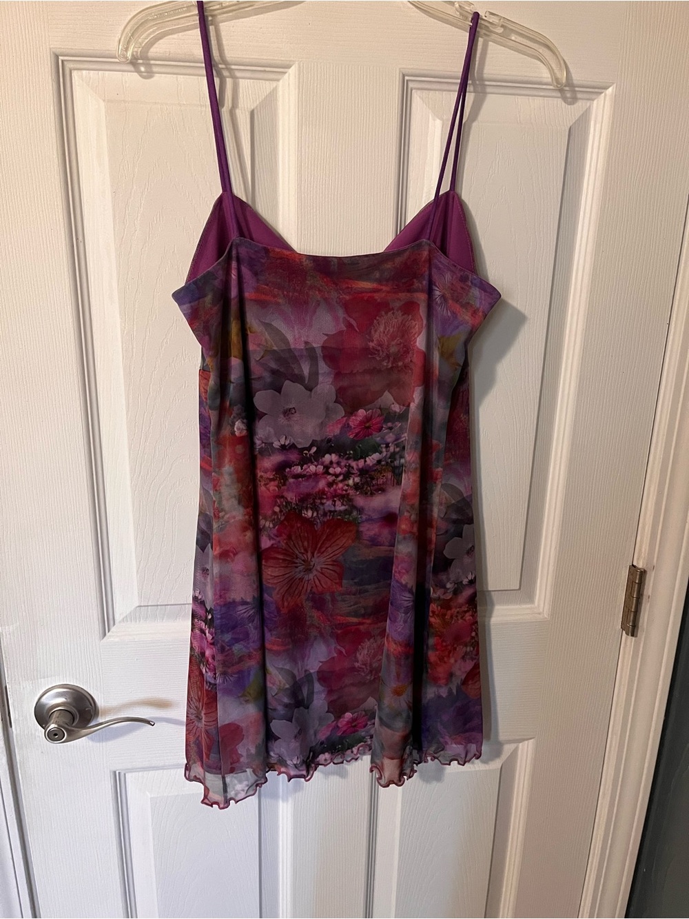 Run Floral Purple Slip Dress with Spaghetti Straps - Picture 4 of 4